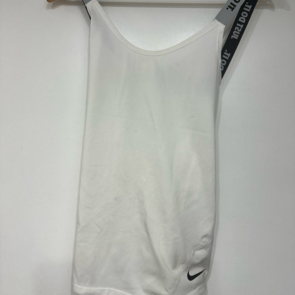 Nike White Tank Top with Black Logo Strap